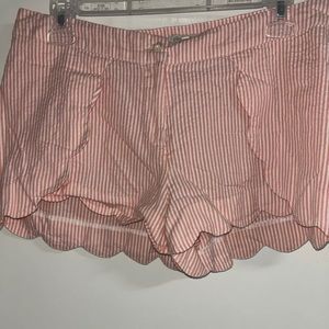 Red Camel Women’s Sz 13 Ruffle Apricot & White Stripe Booty Shorts